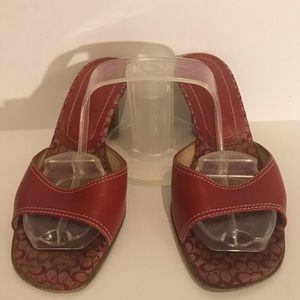 Coach Red Leather Open-toe Heels 7.5 B